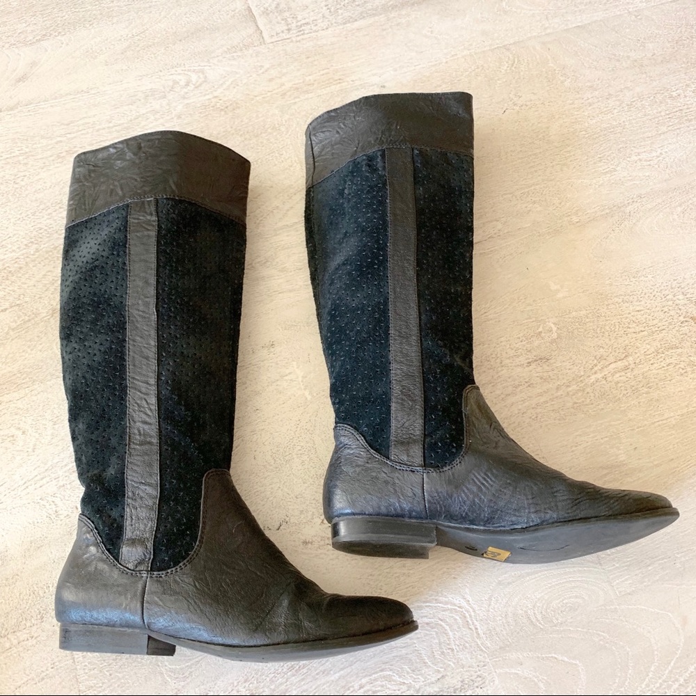 BC Leather and Suede Perforated Boots